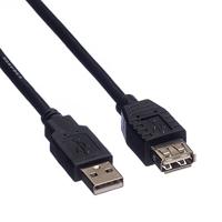 ROLINE USB 2.0 Kabel, type A-A, M/F, zwart, 0,8 m - thumbnail