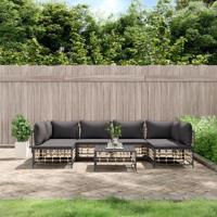 7-delige Loungeset met kussens poly rattan antracietkleurig - thumbnail