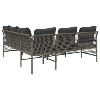 2-delige Loungeset met kussens poly rattan grijs 2-delige Loungeset met kussens poly rattan grijs