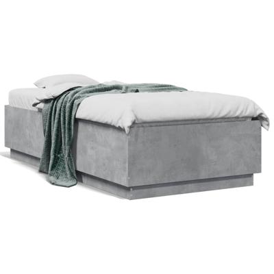 Bedframe bewerkt hout betongrijs 90x200 cm - thumbnail