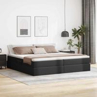 Opbergbed met matras met matras Zwart 200 x 200 cm Nep Leer - thumbnail
