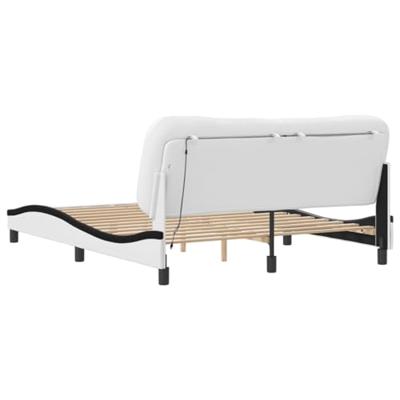 Bedframe met LED-verlichting kunstleer wit en zwart 160x200 cm
