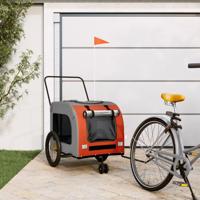 VidaXL Hondenfietstrailer oxford stof en ijzer oranje en grijs - thumbnail