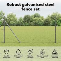 VidaXL Afrasteringspaal grijs 25 x 1,4 m (50 mm gaas) staal en pvc - thumbnail