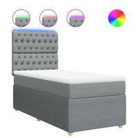 Boxspring met matras stof lichtgrijs 80x200 cm - thumbnail