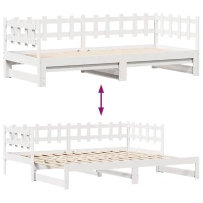 Slaapbank met onderschuifbed/lades zonder matras 80x200 cm wit