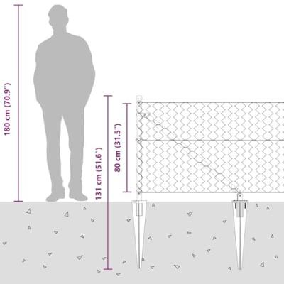 VidaXL Afrasteringspaal zilver 25 x 0,8 m (50 mm gaas) staal VidaXL Afrasteringspaal zilver 25 x 0,8 m (50 mm gaas) staal