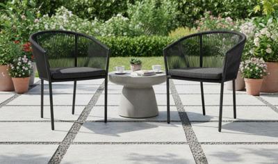 Reims stackable dining chair black alu/rope black Eurofar - Eurofar Reims stackable dining chair black alu/rope black Eurofar - Eurofar