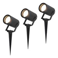 Set van 3 Spikey LED prikspots - GU10 4 Watt 345 Lumen - Dimbaar - Kantelbaar - 4000K neutraal wit - IP64 Waterdicht - Zwart - Tuinspots - Pinspots - thumbnail
