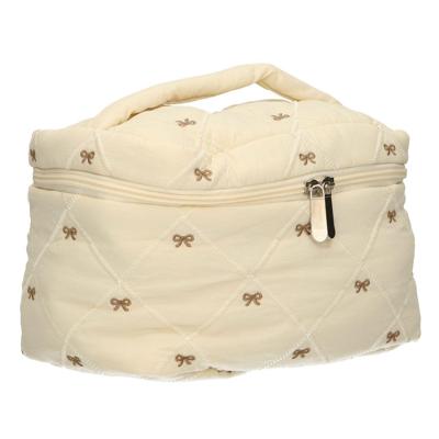 Traveller Beautycase strikjes beige 24cm x 17cm Traveller Beautycase strikjes beige 24cm x 17cm