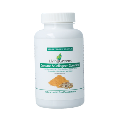Livinggreens Curcuma & collageen complex 120 Tabletten