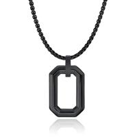 Mendes Herenketting met Minimalistische Geometrische Hanger - Zwart - thumbnail