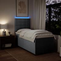 Boxspring met matras stof lichtgrijs 90x200 cm - thumbnail