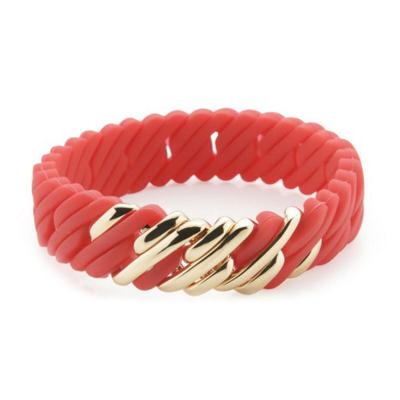 TheRubz 02-100-418 Rood Siliconen Roestvrij staal Gouden Staal/Siliconen (15 mm x 18 cm) Dames armband