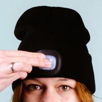 Muts met LED Verlichting - 3 Lichtstanden - Oplaadbaar - Zwart - thumbnail