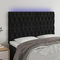 Hoofdbord LED 144x7x118/128 cm fluweel zwart - thumbnail