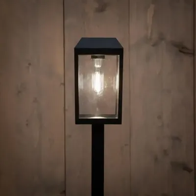 Anna's Collection Solarsteker lantaarn 10x10x51 cm - Zwart