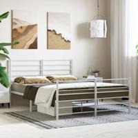 Bedframe met hoofd- en voeteneinde metaal wit 120x200 cm - thumbnail