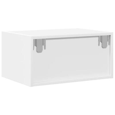 Nachtkastje met LED-verlichting wandgemonteerd wit