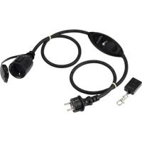 Sygonix SY-6728134 Stroom Verlengkabel 16 A Zwart 1 m H07RN-F 3G 1,5 mm² Incl. aan/uitschakelaar, Geschikt voor buiten - thumbnail