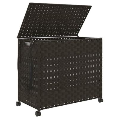 VidaXL Wasmand op wielen 66x35x60 cm rattan donkerbruin VidaXL Wasmand op wielen 66x35x60 cm rattan donkerbruin