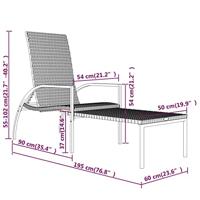 Ligbedden 2 st met voetensteun polyetheen rattan grijs - thumbnail