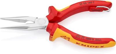 Knipex Platspitse Tang met Zijsnijder (Radiotang) | 160 mm Lengte | Geïsoleerd | Meercomponenten-Omhulling - 25 06 160 T BK