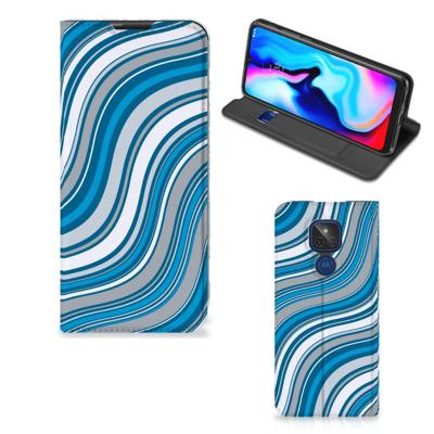 Motorola Moto G9 Play | Hoesje met Magneet | Waves Blue Motorola Moto G9 Play | Hoesje met Magneet | Waves Blue