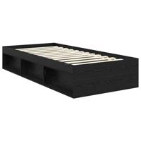 Bedframe met hoofdeinde Zwart 90 x 190 cm Massief grenenhout - thumbnail