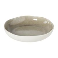 Diep bord kaori - wit/bruin - ø22x4 cm - thumbnail