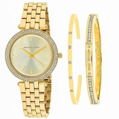 Michael Kors MK3430 Mini Darci Gold Tone 33mm Kristallen Bezel Dames Polshorloge Michael Kors MK3430 Mini Darci Gold Tone 33mm Kristallen Bezel Dames Polshorloge