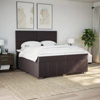 Boxspring met matras stof donkerbruin 200x200 cm - thumbnail