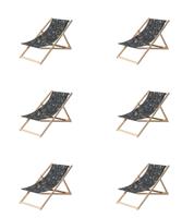 Houten strandstoel ca. 120x55 cm Donna grey canvas Eco plus natural outdoor finishing (6 stuks) Madison - Madison - thumbnail