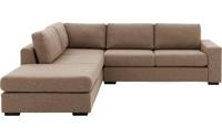 Goossens Hoekbank Lucca Met Ligelement bruin, stof, 2,5-zits, stijlvol landelijk met ligelement links - thumbnail