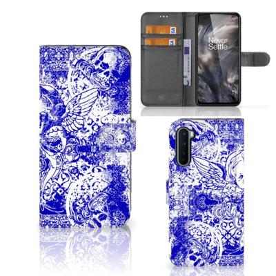 Telefoonhoesje met Naam OnePlus Nord Angel Skull Blauw Telefoonhoesje met Naam OnePlus Nord Angel Skull Blauw