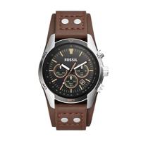Fossil CH2891 Horloge Coachman Chronograaf staal-leder zilverkleurig-zwart-bruin 44 mm - thumbnail