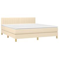 Boxspring met matras stof crèmekleurig 180x200 cm - thumbnail