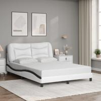 Bedframe zonder matras "Hvar" kunstleer wit en zwart 140x190 cm - thumbnail