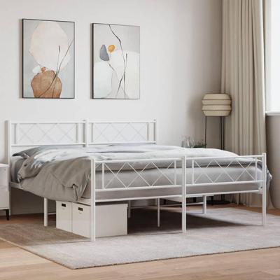 Bedframe met hoofd- en voeteneinde metaal wit 120x200 cm