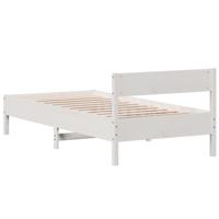 Bedframe zonder matras massief grenenhout wit 140x200 cm - thumbnail