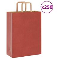 VidaXL Papieren zakken 250 st met hengsels 26x12x35 cm rood - thumbnail