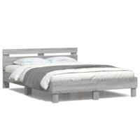 Bedframe met hoofdeinde en LED grijs sonoma eiken 150x200 cm - thumbnail