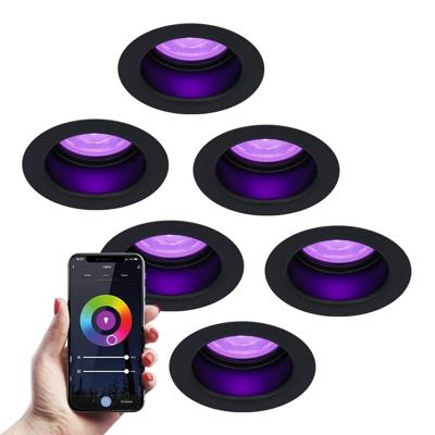Set van 6 Mari - Smart inbouwspot - IP65 waterdicht - 5,5 Watt 345 Lumen - Wifi + Bluetooth - RGBWW - GU10 - Google Home, Amazon Alexa en Siri - Voor binnen, buiten en badkamer - Zwart Set van 6 Mari - Smart inbouwspot - IP65 waterdicht - 5,5 Watt 345 Lumen - Wifi + Bluetooth - RGBWW - GU10 - Google Home, Amazon Alexa en Siri - Voor binnen, buiten en badkamer - Zwart
