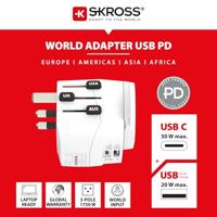 SKROSS - Pro Light USB AC30PD - Wereld - 3 -Pole Universal Travel Adapter voor de wereld met snel opladen PD PD Charger (1 X USB C 3A + 1 X USB 2.4A) - Power: 110V - 700W / 250V - 1750W - thumbnail