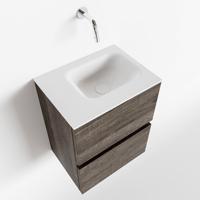 MONDIAZ ADA 40cm toiletmeubel dark brown. LEX wastafel talc links zonder kraangat - thumbnail