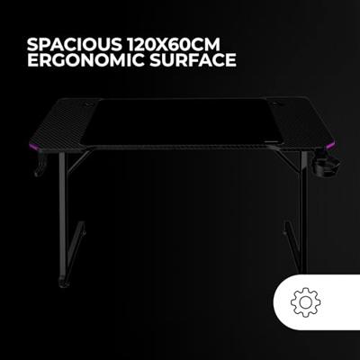 Bureau Gaming Mars Gaming ESCRITORIO ERGO RGB Zwart 120 x 60 cm