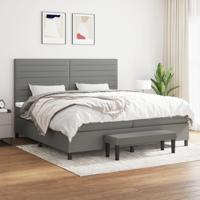 Boxspring met matras stof donkergrijs 200x200 cm - thumbnail
