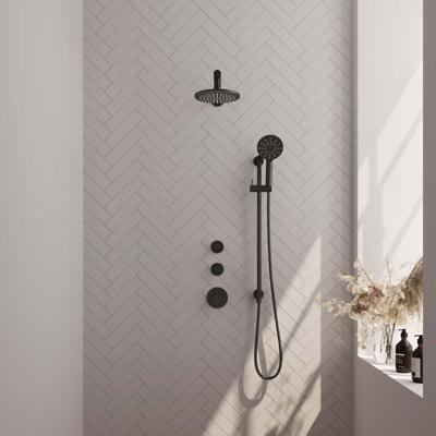 Thermostatisch Inbouwdoucheset Brauer Black 20cm Hoofddouche Wandarm 3 Standen Handdouche op Glijstang Mat Zwart Thermostatisch Inbouwdoucheset Brauer Black 20cm Hoofddouche Wandarm 3 Standen Handdouche op Glijstang Mat Zwart