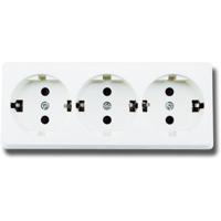 Witte 3-voudige Opbouw Wandcontactdoos met Randaarde - thumbnail