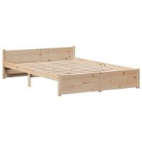 Bedframe met hoofdbord massief grenenhout wit 140x200 cm - thumbnail